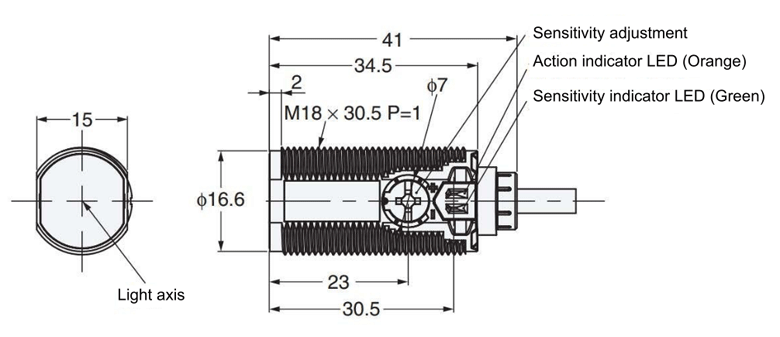 S18 Photoelectric sensor dimension