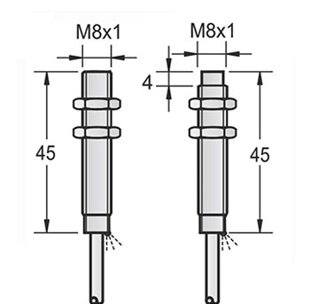 M8 AC type proximity sensor dimension