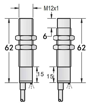 M12 Teflon capacitive sensor Dimension