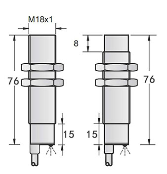 M18 Teflon capacitive sensor Dimension
