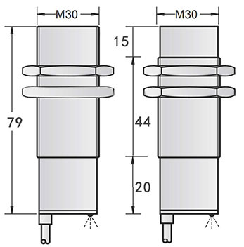 M30 Teflon capacitive sensor Dimension