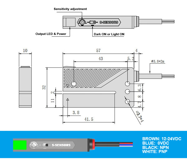 S-2800 Label sensor dimension